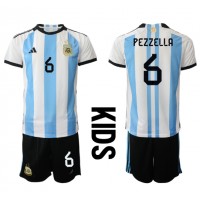 Dětský Fotbalový dres Argentina German Pezzella #6 MS 2022 Domácí Krátký Rukáv (+ trenýrky)